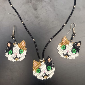 Collar y aretes gatos